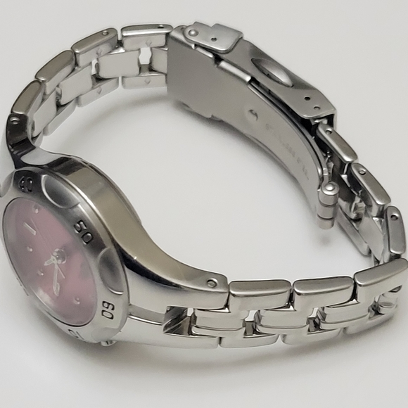 Fossil Blue Ladies Watch Silver Tone Band Pink Face New Battery - Picture 3 of 14